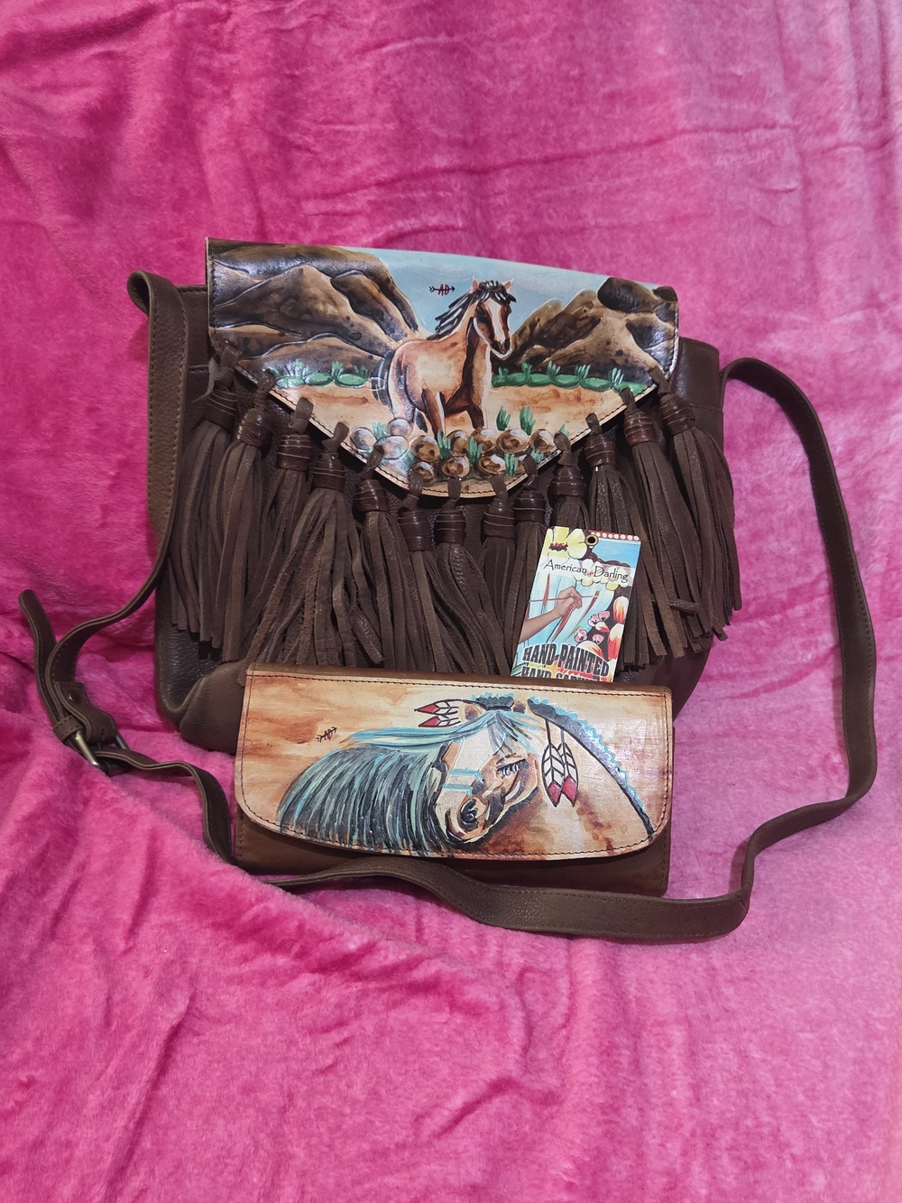 Hand-Painted Western Horse Fringe Shoulder Bag - American Darling